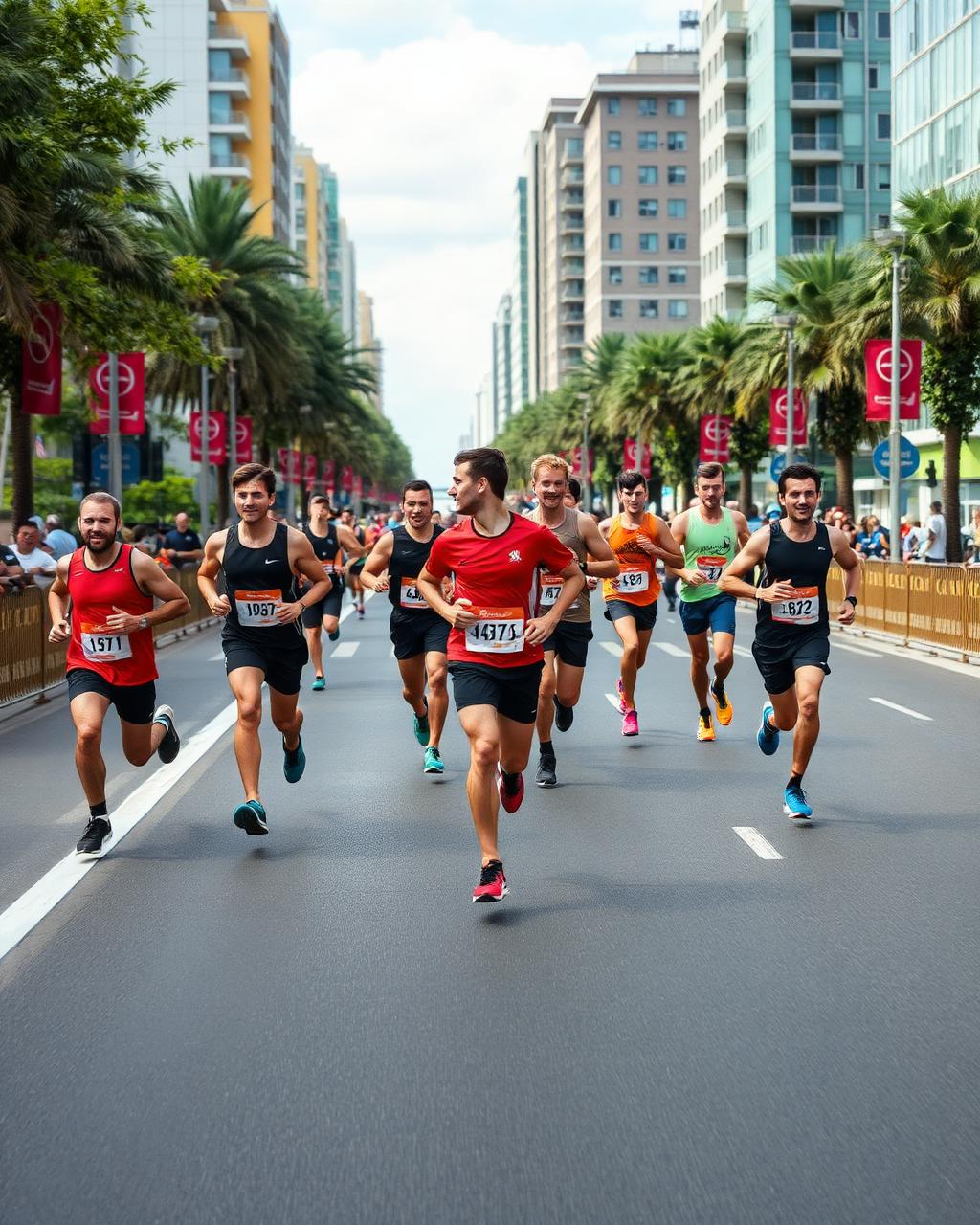 Groupe de coureurs en compétition